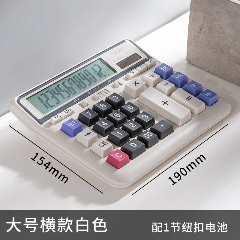 Deli Computer Large Button Desktop Calculator Accounting Finance Special Large Display Solar Cell Size - Image 5