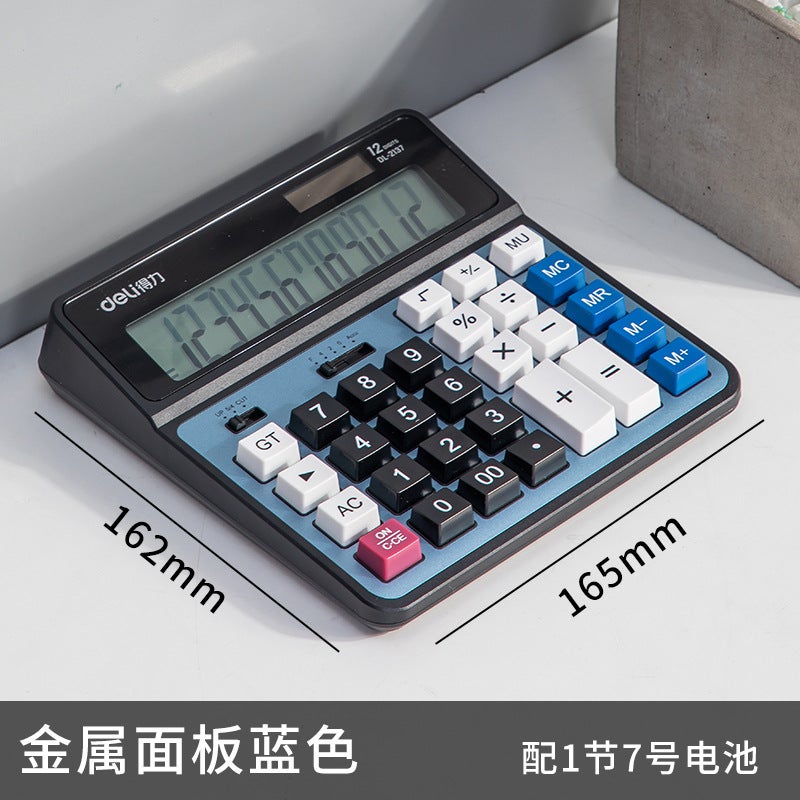 Deli Computer Large Button Desktop Calculator Accounting Finance Special Large Display Solar Cell Size - Image 3
