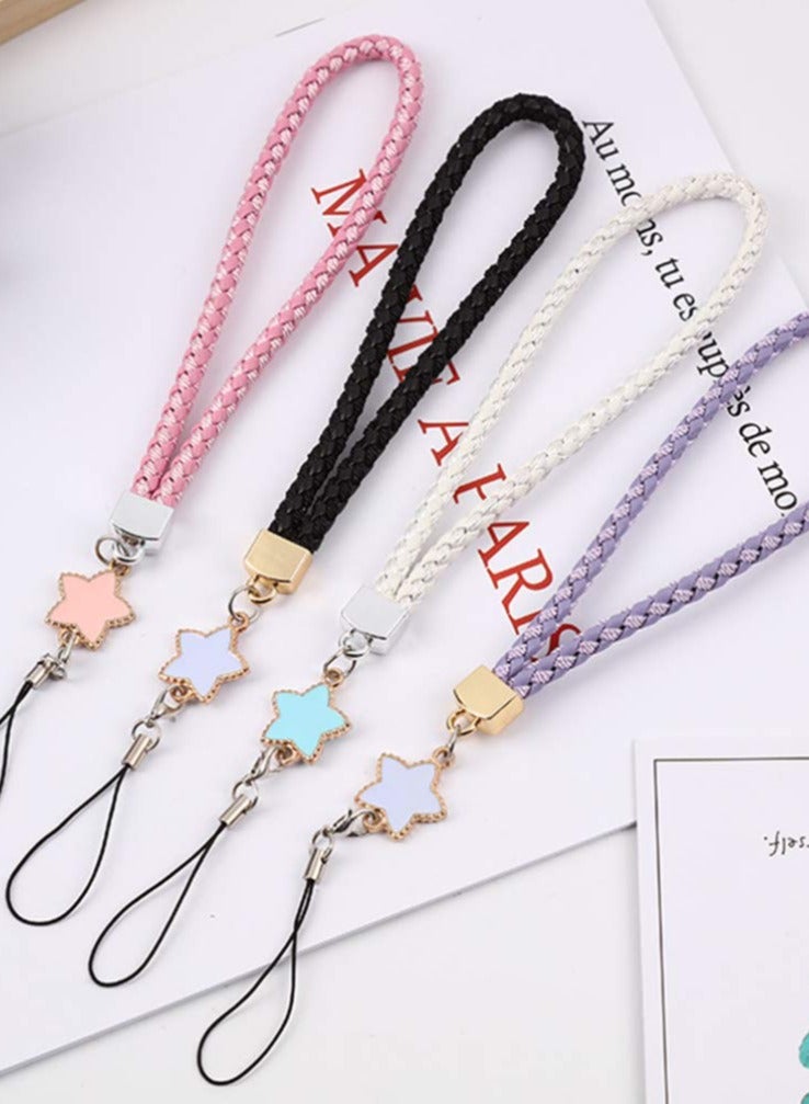 SOLARAE حزام معصم للهاتف المحمول حبل هاتف محمول نجمة حبل هاتف محمول جلد يدوي حب سحر الهاتف المحمول محفظة سلسلة مفاتيح كاميرا سحر الهاتف الذكي (4 قطع) - Image 5