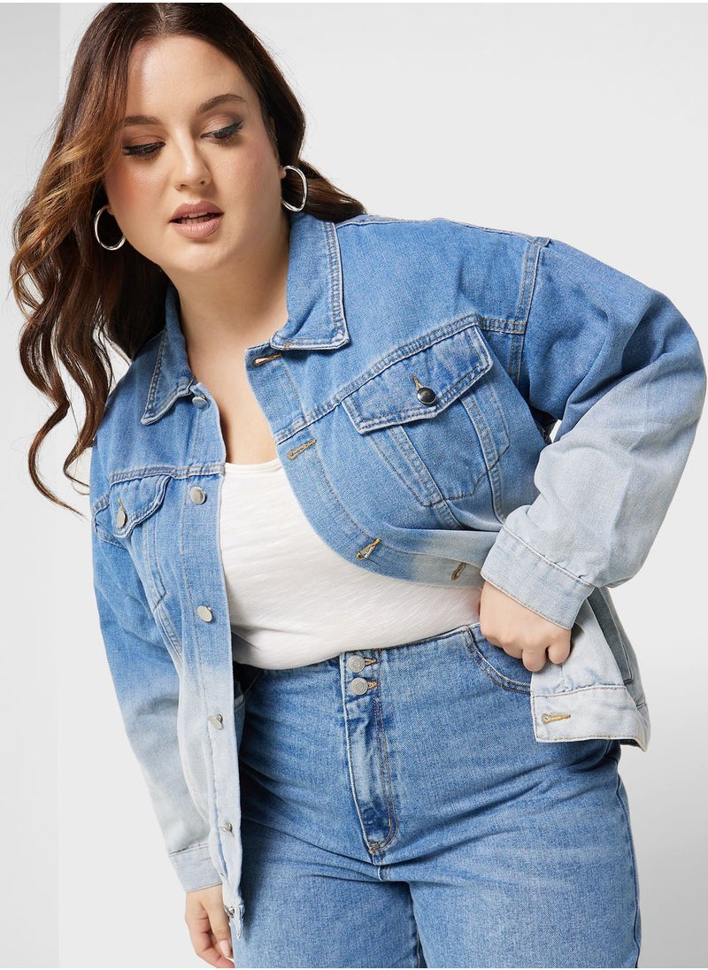 Ginger Plus - Gradient Detail Denim Jacket - Image 1