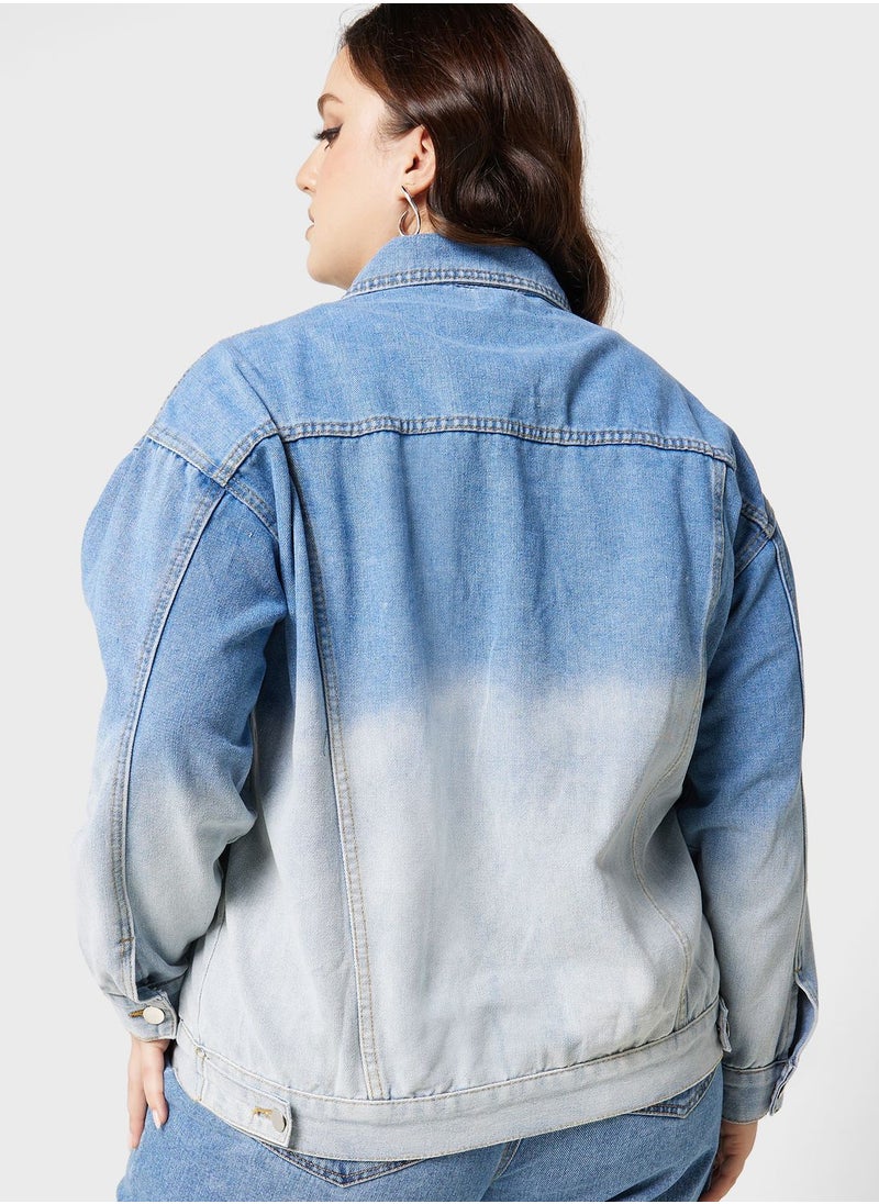 Ginger Plus - Gradient Detail Denim Jacket - Image 1