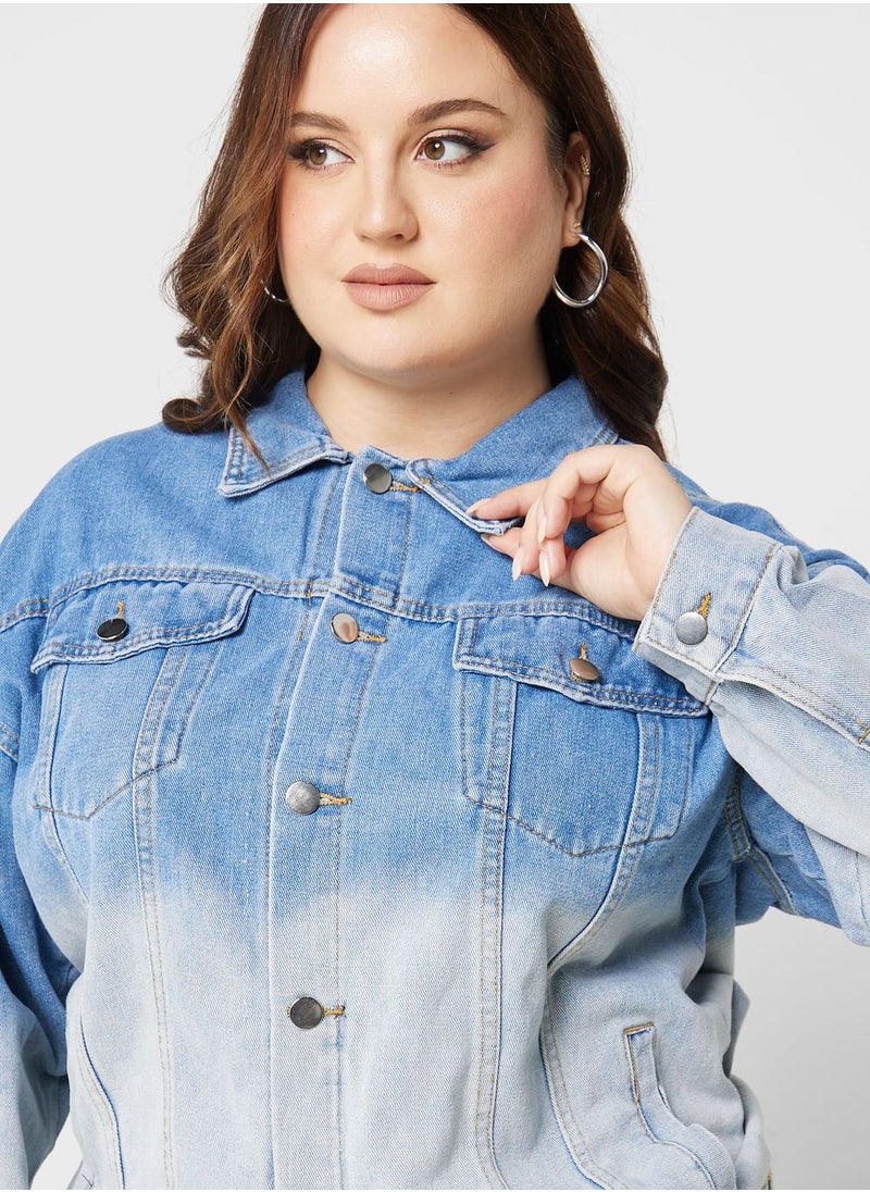 Ginger Plus - Gradient Detail Denim Jacket - Image 1
