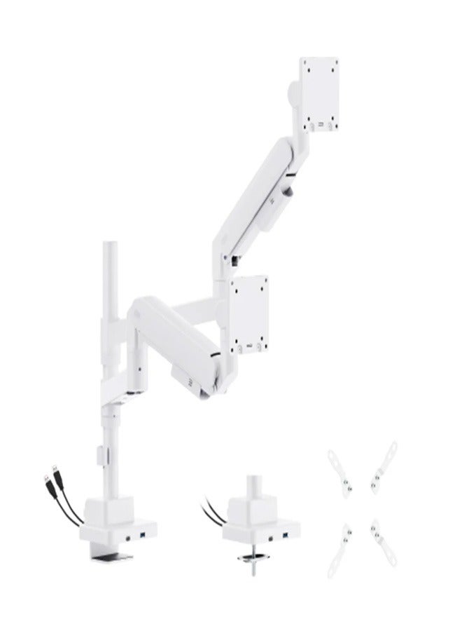 Skill Tech SH87 C024UCP Titan Heavy-Duty Pole-Mounted Gas Spring Dual Monitor Arm with USB-A and USB-C Ports for 24"-57" Screens, VESA 200x200, 27kg Load Capacity per Screen – Black - Image 3