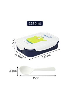 Monster Lunch box 3 compartments with spoon 1150ML dark blue  - Image 1