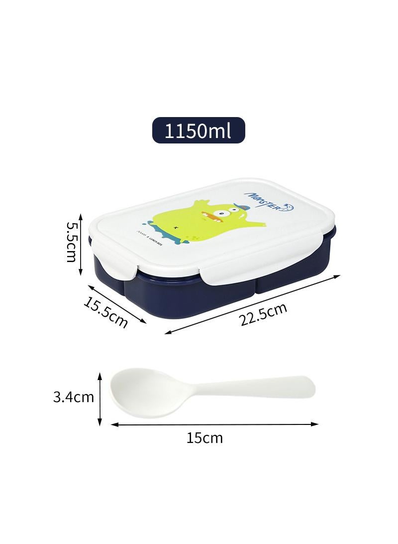 Monster Lunch box 3 compartments with spoon 1150ML dark blue - Image 1