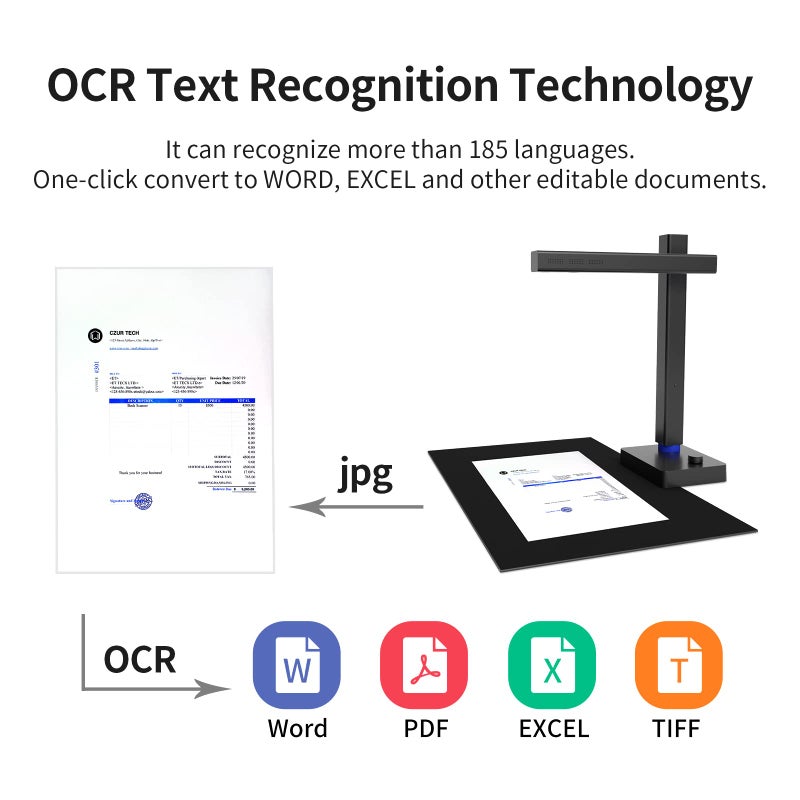 CZUR Shine800 Pro Portable Document Scanner, 8MP Document Camera, OCR Multi-Language Recognition, USB Doc Camera for Live Demo, Web Conferencing, Remote Teaching, for Mac OS&Windows - Image 3