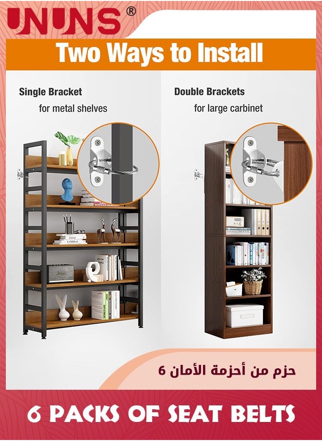 UNUNS أحزمة أثاث مضادة للطرف، 6 قطع من مثبتات الأثاث لحماية الأطفال، أشرطة مرساة أثاث مطورة لمثبتات الأثاث على جدار خزانة الملابس، باللون الأبيض  - Image 3