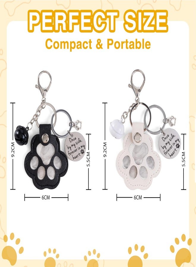 iSamzan 4Pcs Leather Dog Memorial Keychain: Pet Paw Print Fur Keepsake - Cute Dog Cat Paw Shaped Furever Keychain for Hair Storage (Black & White) - Image 4