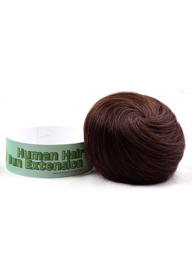 Bella Hair 100% Human Hair Bun Extension Donut Chignon Hairpieces for Both Women and Men Instant Up-Do Fake Scrunchies Piece (#2 Dark Brown/Darkest Brown) - Image 1