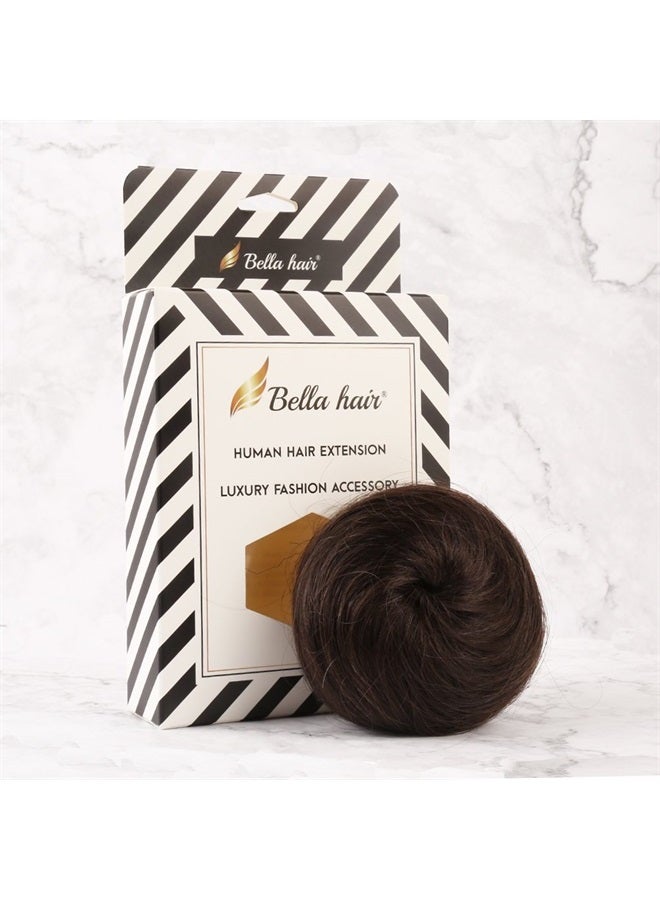 Bella Hair 100% Human Hair Bun Extension Donut Chignon Hairpieces for Both Women and Men Instant Up-Do Fake Scrunchies Piece (#2 Dark Brown/Darkest Brown) - Image 3