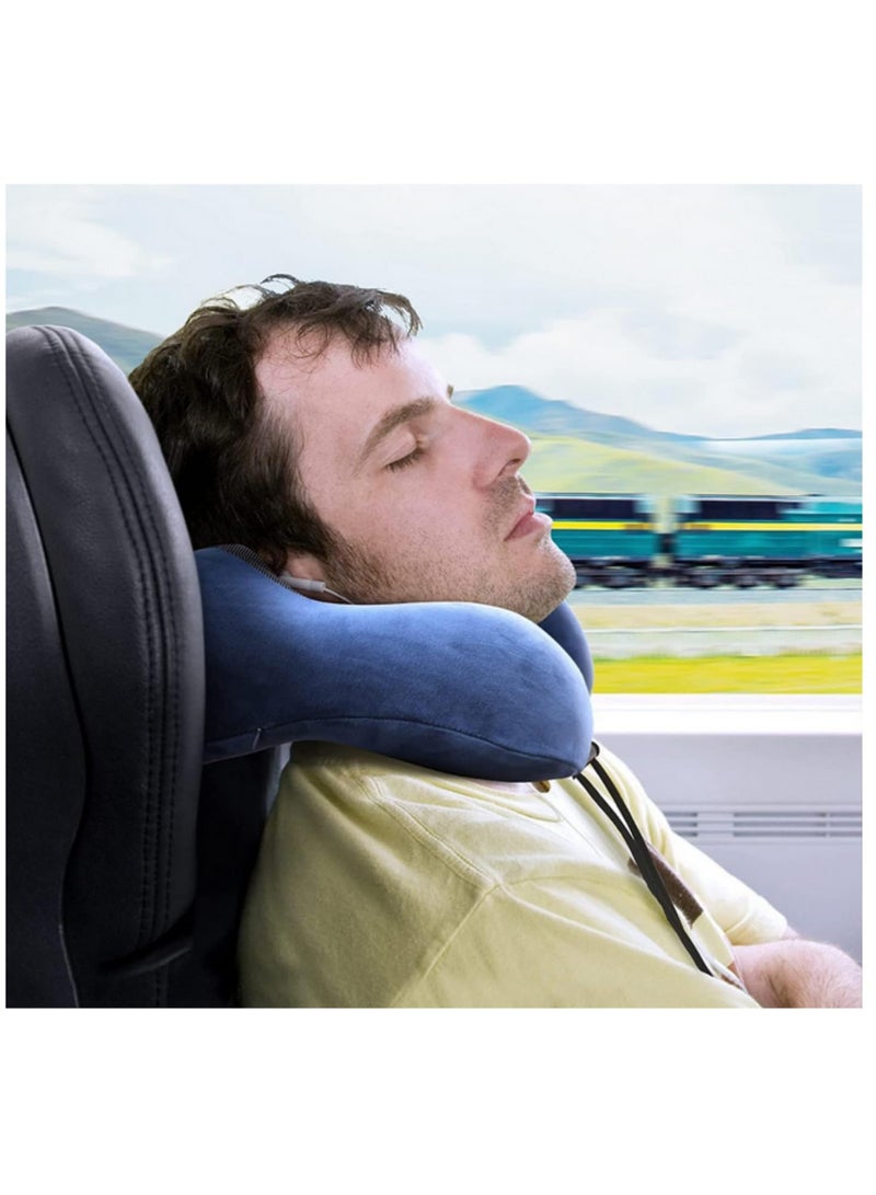 U-Shape Travel Pillow Pure Memory Foam Neck Pillow for Airplane Car Office Nap Cervical Support Flight Sleeping Head Neck Pain Relief with Soft Sleep Mask and Comfortable Earplugs - Image 5