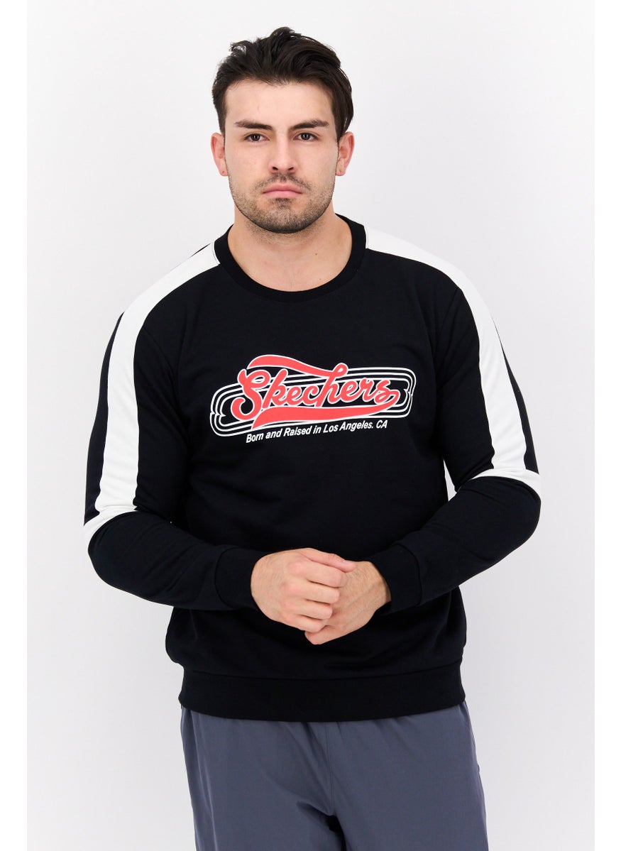 SKECHERS Men Sportwear Fit Graphic Long Sleeves Outdoor Sweatshirt, Black  - Image 1