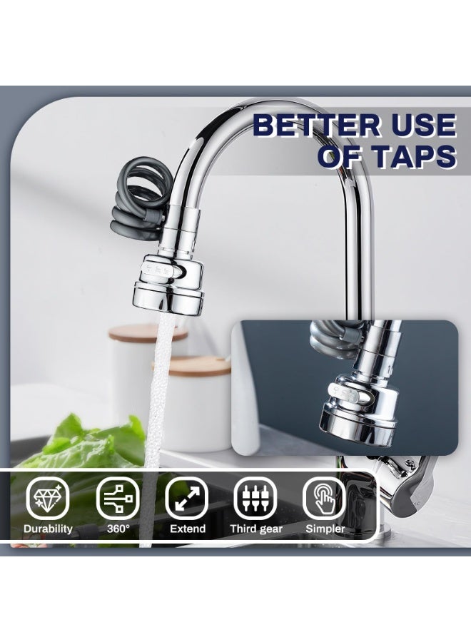 Silver 3 Water Modes Sink Faucet Sprayer Attachment Stretchable Hose Faucet Extender Aerator Water Saving Kitchen Tap Accessory For Hand Face Hair Washing - Image 3