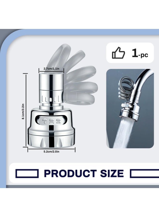 Silver 3 Water Modes Sink Faucet Sprayer Attachment Stretchable Hose Faucet Extender Aerator Water Saving Kitchen Tap Accessory For Hand Face Hair Washing - Image 2