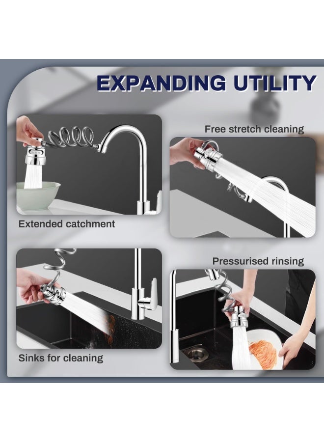 Silver 3 Water Modes Sink Faucet Sprayer Attachment Stretchable Hose Faucet Extender Aerator Water Saving Kitchen Tap Accessory For Hand Face Hair Washing - Image 5