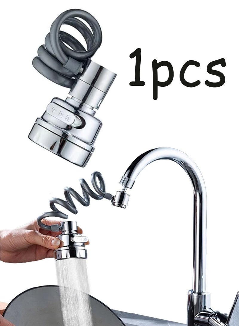 Silver 3 Water Modes Sink Faucet Sprayer Attachment Stretchable Hose Faucet Extender Aerator Water Saving Kitchen Tap Accessory For Hand Face Hair Washing - Image 1