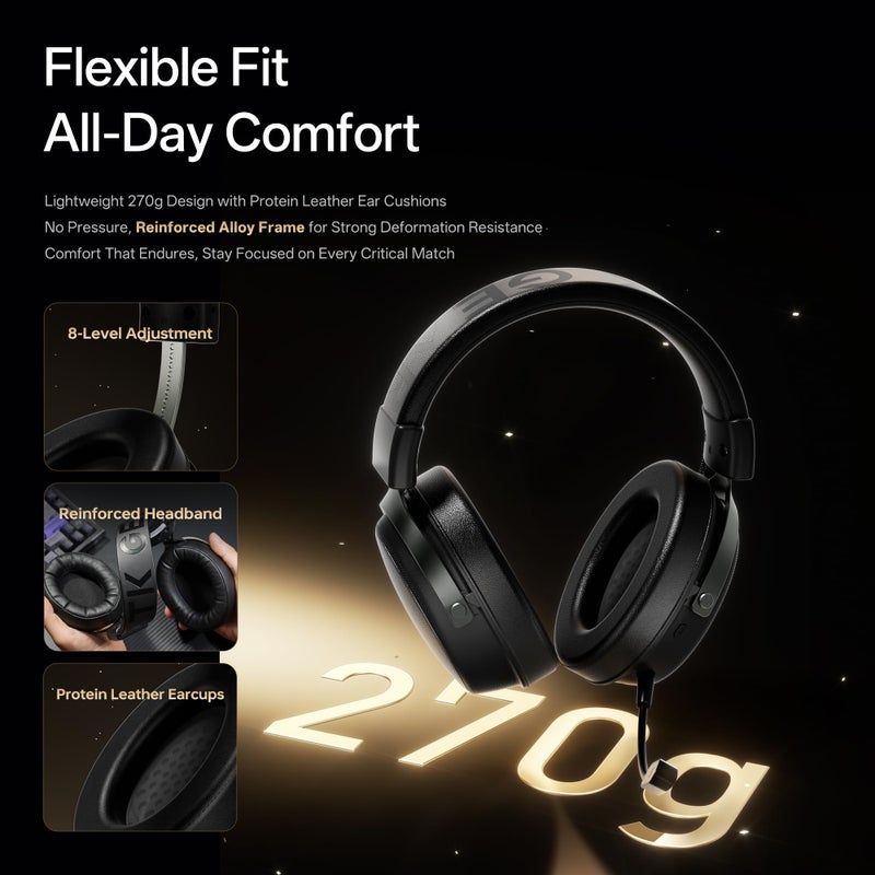 ATK N9 Gaming Headset for Xbox Series X|S, PS5, PC & Switch, Stereo Gaming Headphones with Detachable Noise-Canceling Mic,3.5MM Wired/2.4G/Bluetooth (N9 Pro/White) - Image 5