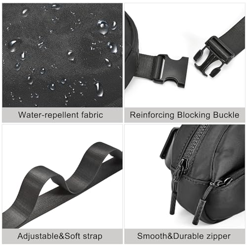 WESTBRONCO Fanny Packs for Women Men, Small Belt Bag Nylon, Lightweight Fashion Waist Packs, Mini Crossbody Bags with Adjustable Strap for Workout Running Traveling(Black) - Image 4