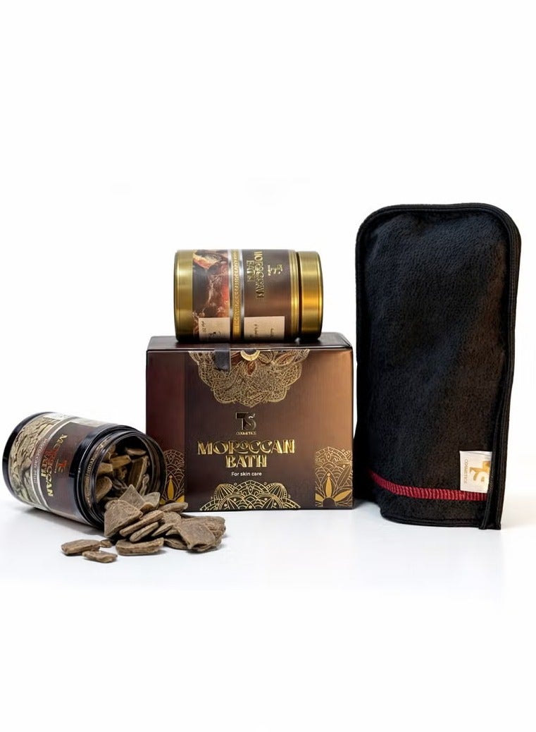 تي آند أس طقم حمام مغربي - صابون مغربي وطين مغربي مع ليف استحمام هدية - Image 2