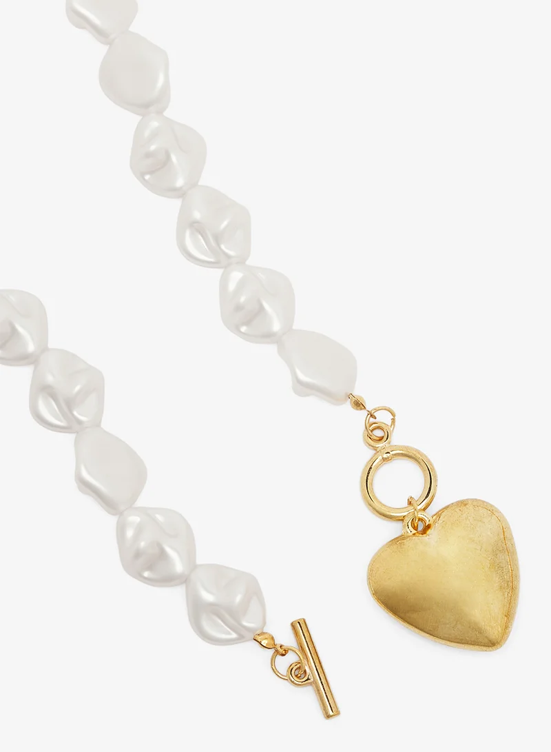 ELLA  Pearl Necklace with Heart Charm for Women | Best Price UAE