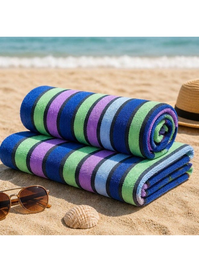 snooze Beach towel, 170*90 cm, blue sea stripes design - Image 2