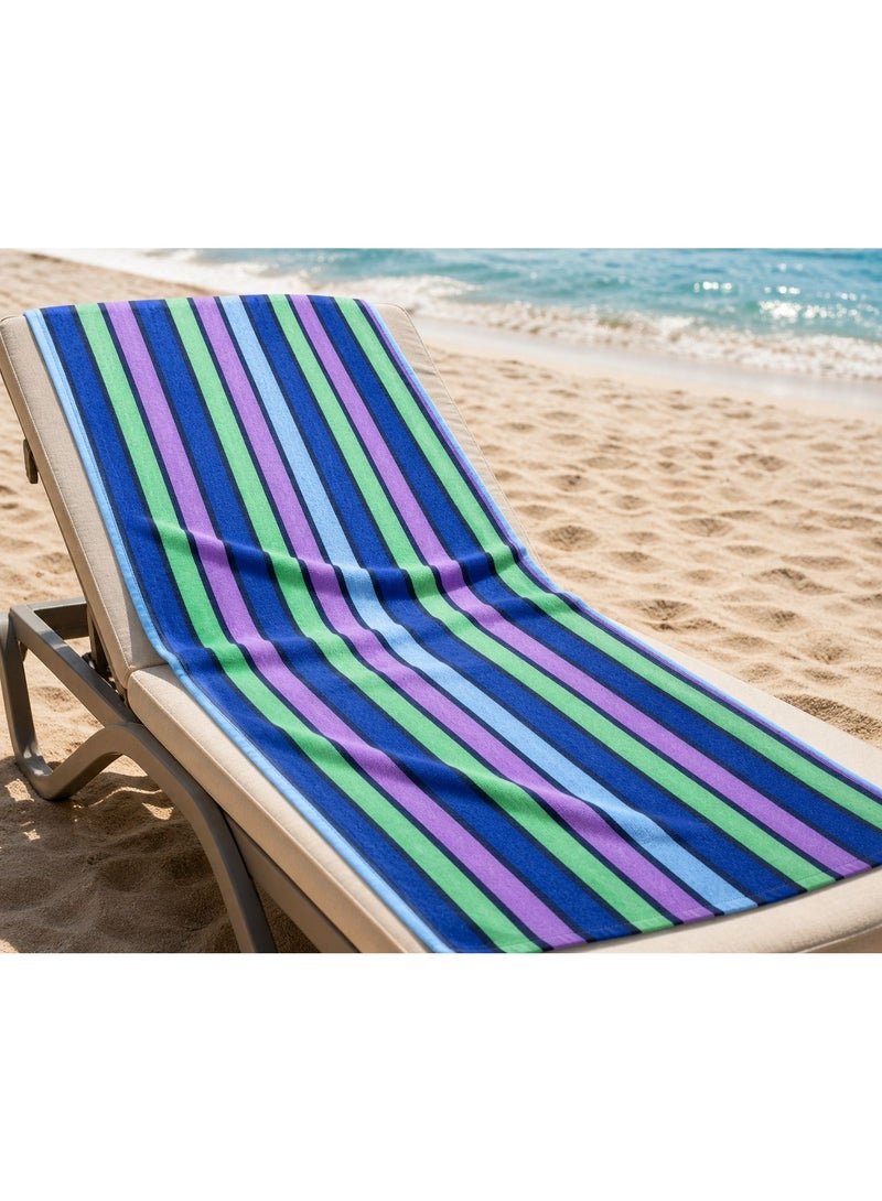 snooze Beach towel, 170*90 cm, blue sea stripes design - Image 4