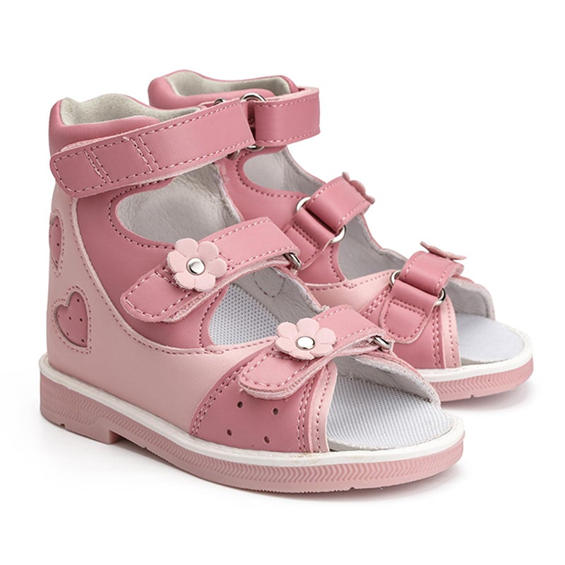 princepard Orthopedic Sandals for girls with Hollowed Out Heart PatternHightop AFO Shoes with Arch and Ankle Support Pink 25 Big Kid