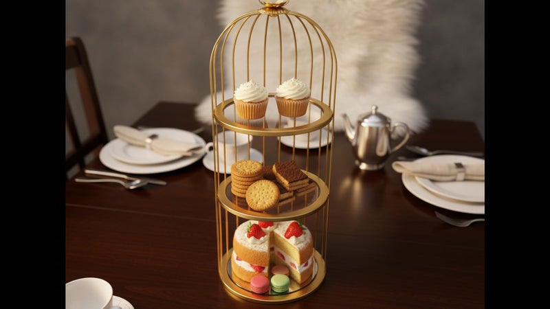 Modern 3-Tier Cake and Biscuit Stand with Mirror – Stainless Steel Base – Elegant Dessert Display Stand for Cakes, Cupcakes and Sweets – Serving Tray for Parties and Home Decor - Image 2