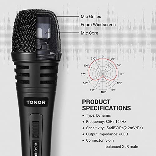 TONOR Dynamic Karaoke Microphone for Singing with 4.5m XLR Cable, Metal Handheld Mic Compatible with Karaoke Machine/Speaker/Amp/Mixer for Karaoke Singing, Speech, Wedding, Stage and Outdoor Activity - Image 3