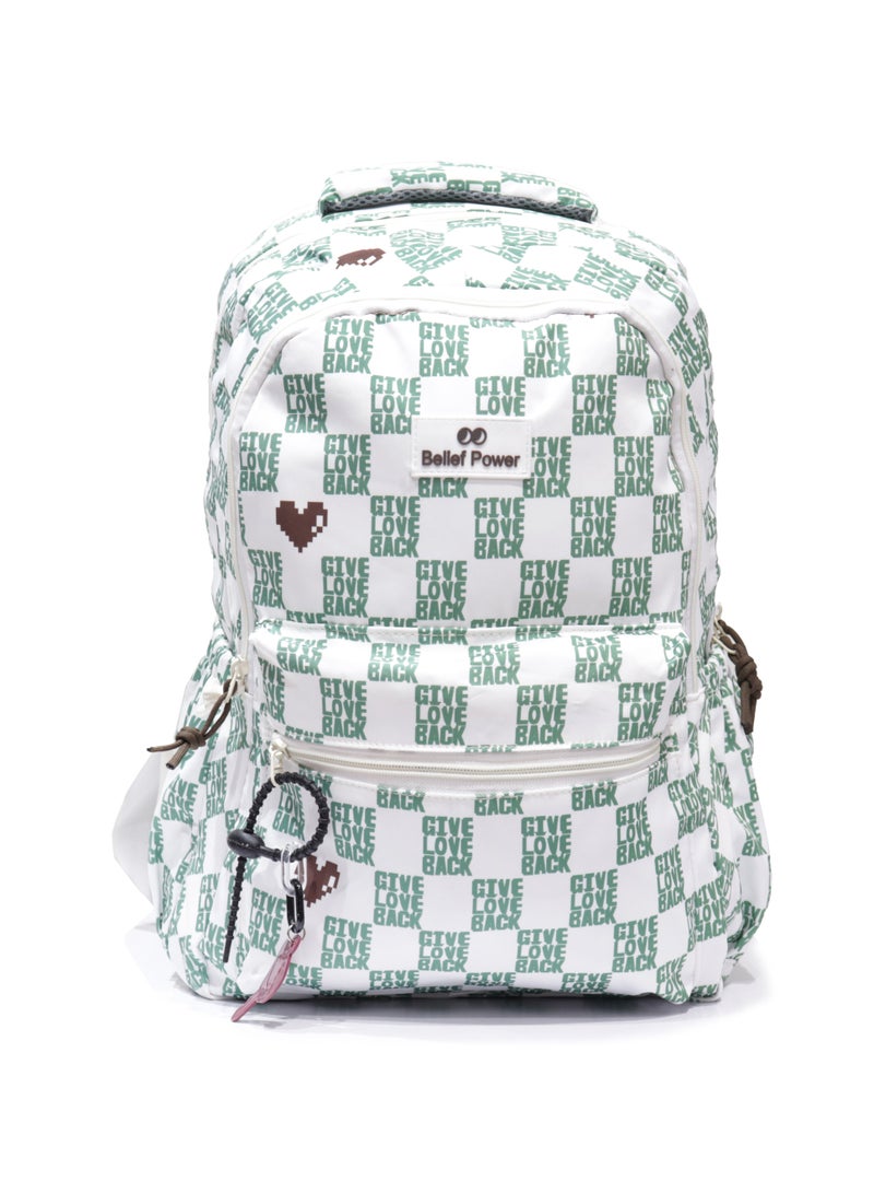 Belief Casual Unisex school backpack made of high quality nylon Green - Image 1