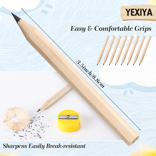 Yexiya Golf Pencils Bulk Half 2 HB 3.5 Pre Sharpened Hexagonal Yellow Wood Mini Pencils for Party Favors Kids School Classroom Office Supplies(80 Pcs) - Image 2