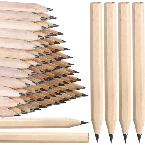 Yexiya Golf Pencils Bulk Half 2 HB 3.5 Pre Sharpened Hexagonal Yellow Wood Mini Pencils for Party Favors Kids School Classroom Office Supplies(80 Pcs) - Image 1