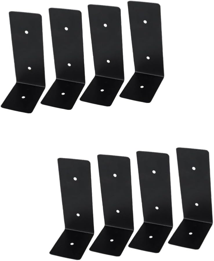 Tehaux Heavy Duty Iron L Shape Shelf Brackets Wall Mounted For Bookshelf Black 4 Pcs - Image 1