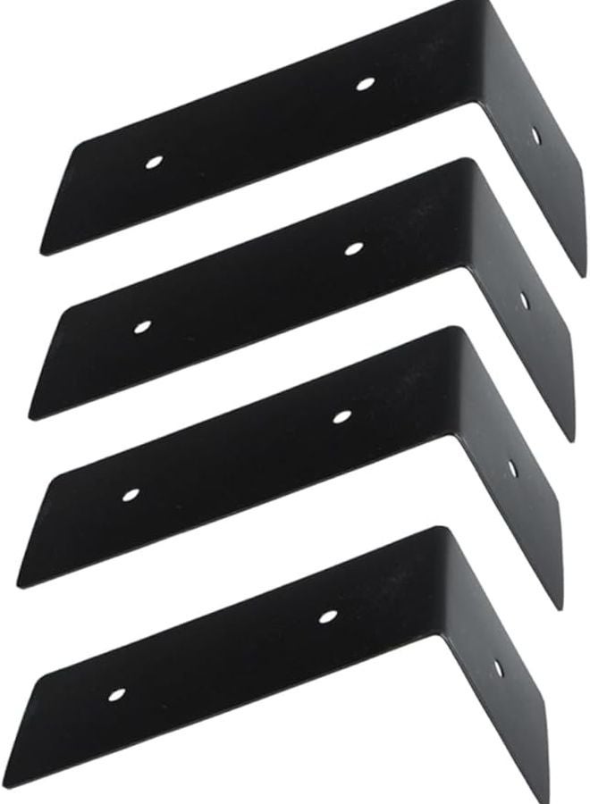 Tehaux Heavy Duty Iron L Shape Shelf Brackets Wall Mounted For Bookshelf Black 4 Pcs - Image 3