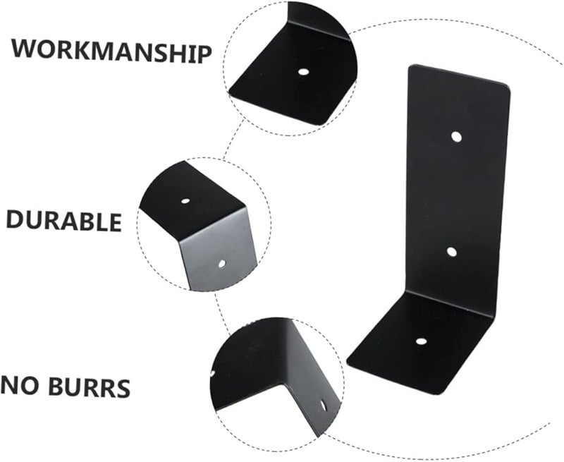 Tehaux Heavy Duty Iron L Shape Shelf Brackets Wall Mounted For Bookshelf Black 4 Pcs - Image 4