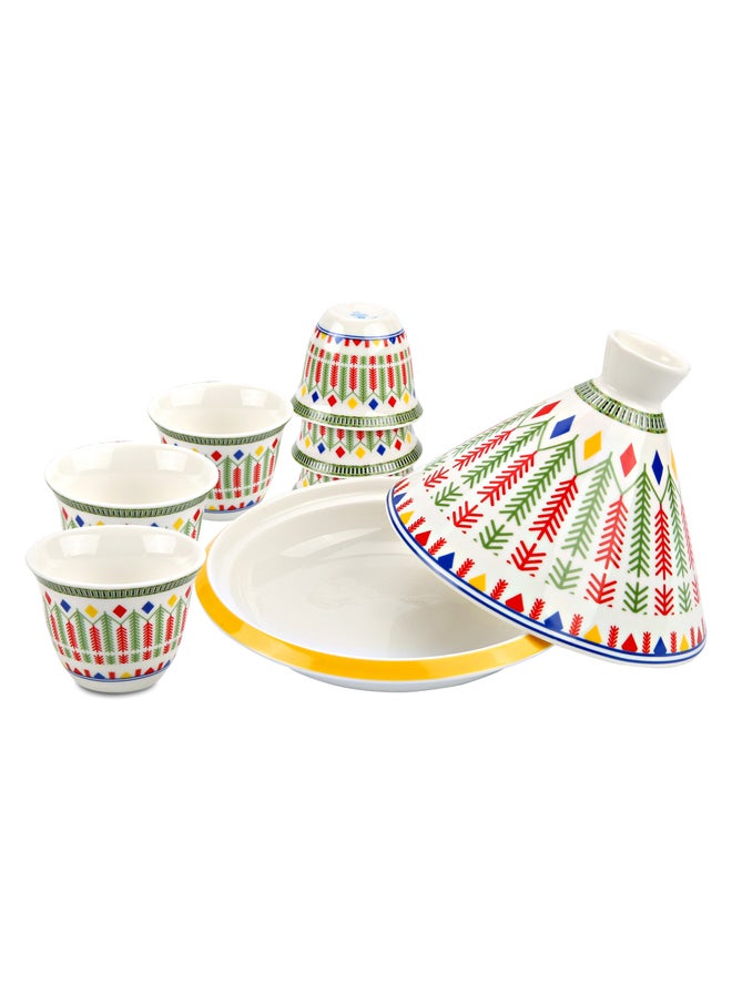 AL SANIDI Ceramic Serving plates set, White, Set 8 pcs  - Image 1