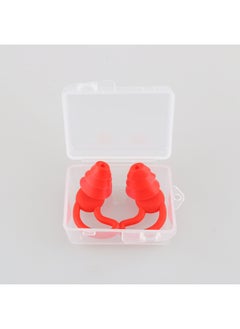 Silicone Soundproof Earplugs Anti-noise Sleep Industrial Protection Swimming Waterproof Student Dormitory Special Mute Artifact-Color:Flame Red/a Pair (transparent Box)