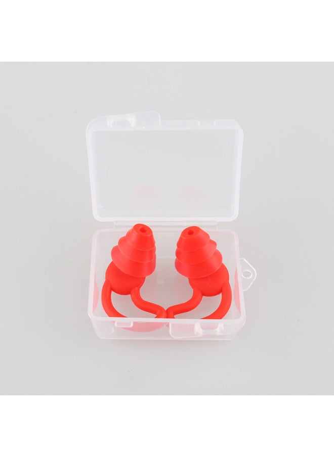 Generic - Silicone Soundproof Earplugs Anti-noise Sleep Industrial Protection Swimming Waterproof Student Dormitory Special Mute Artifact-Color:Flame Red/a Pair (transparent Box) - Image 1