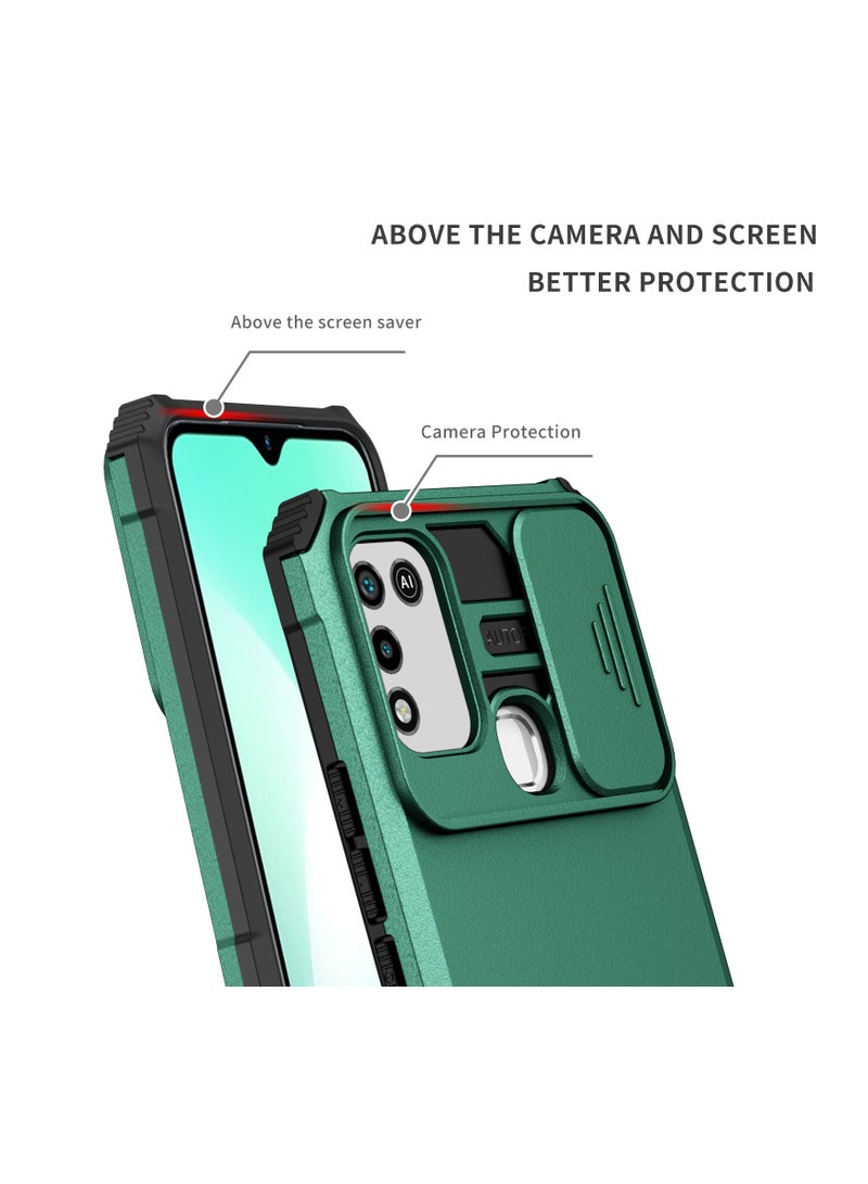 Infinix Hot 9 Play / Hot 10 Play / Hot 11 Play Green Mobile Phone Case Cover, Innovative Telescopic Bracket, Sliding Protection Camera Window, Bumper Shockproof Phone Back Cover - Image 3