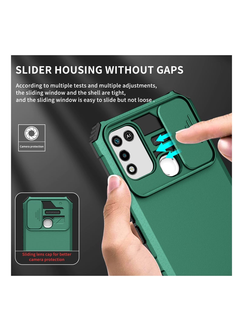 Infinix Hot 9 Play / Hot 10 Play / Hot 11 Play Green Mobile Phone Case Cover, Innovative Telescopic Bracket, Sliding Protection Camera Window, Bumper Shockproof Phone Back Cover - Image 5