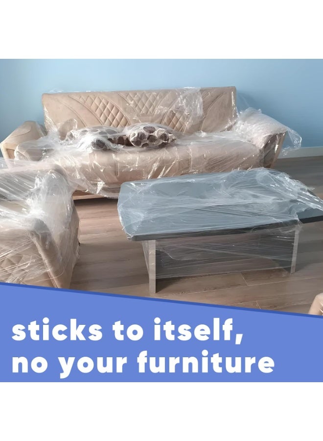 فيلم تغليف مطاطي شديد التحمل، عرض 11.8 بوصة، طول 1000 قدم، لفة تغليف قابلة للانكماش، لوازم تغليف ذاتية اللصق لنقل الأثاث وتعبئته وتغليفه على منصات نقالة. - Image 5