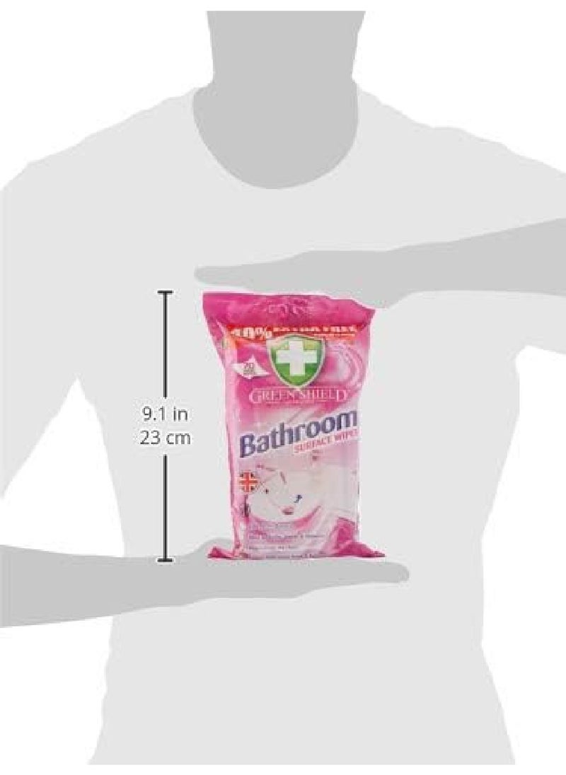 GreenShield Organic GreenShield 4in1 Bathroom Surface 70 منديل كبير، يقتل البكتيريا، مثالي للحمامات والأحواض والاستحمام، يجعل السطح لامعًا، يترك الحمامات منتعشة ولامعة.  - Image 3