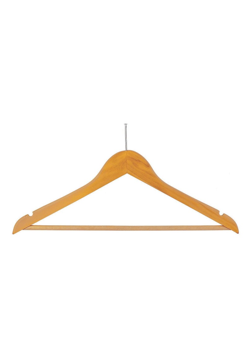 Wooden Anti Theft Hangers with Bar Smooth Solid Wood Pants Hangers with Durable 5 Packs - Image 1