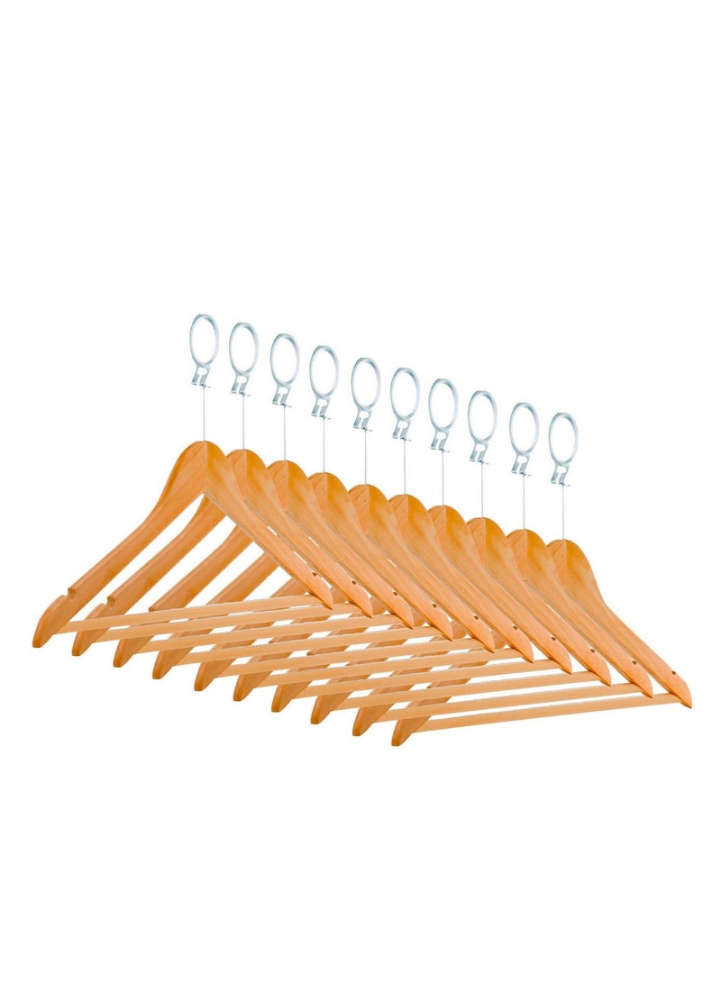 Wooden Anti Theft Hangers with Bar Smooth Solid Wood Pants Hangers with Durable 5 Packs - Image 3