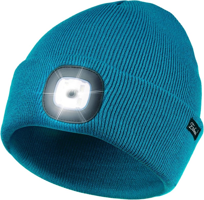 Etsfmoa Store Unisex Beanie with The Light Gifts for Men Dad Father USB Rechargeable Caps - Image 1