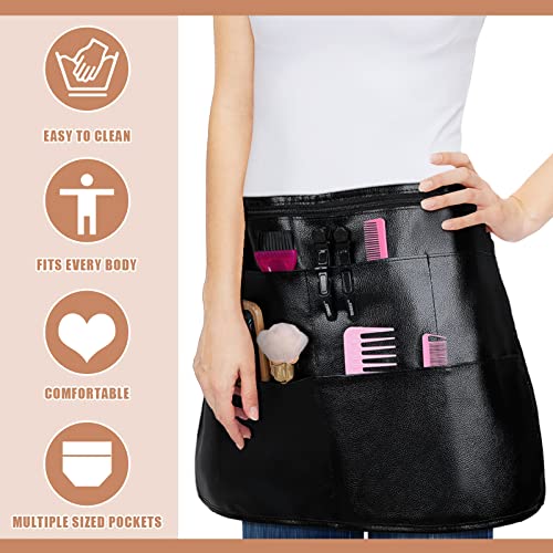 JenPen Hair Stylist Waist Bag, Waist Length Waterproof Hair Stylist Apron with 5 Pockets PU Leather Hipster Salon Belt Shears Pouch for Hair Cutting Clippers, Combs, Salon Tools, Makeup Tools - Image 4