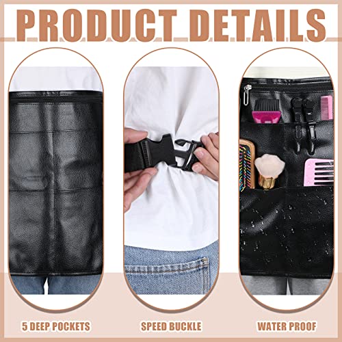 JenPen Hair Stylist Waist Bag, Waist Length Waterproof Hair Stylist Apron with 5 Pockets PU Leather Hipster Salon Belt Shears Pouch for Hair Cutting Clippers, Combs, Salon Tools, Makeup Tools - Image 3