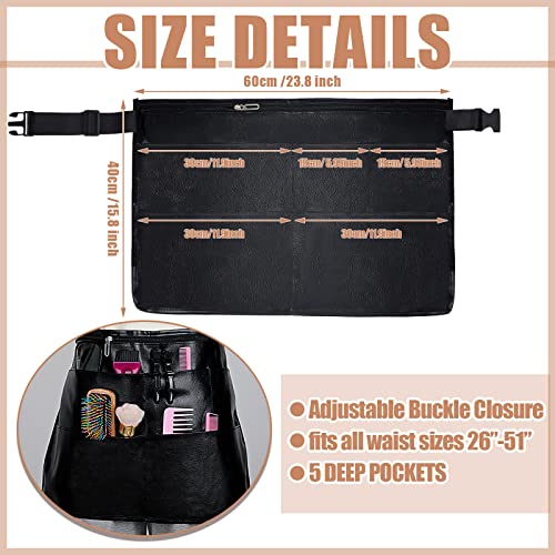 JenPen Hair Stylist Waist Bag, Waist Length Waterproof Hair Stylist Apron with 5 Pockets PU Leather Hipster Salon Belt Shears Pouch for Hair Cutting Clippers, Combs, Salon Tools, Makeup Tools - Image 2