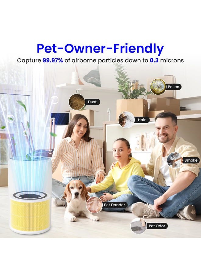 Future Way 2-Pack Core 300 Pet Allergy Replacement Filter Compatible with LEVOIT Core 300 and Core 300S Air Purifier, H13 True HEPA, High-Efficiency Activated Carbon, Replace Core 300-RF-PA, Yellow - Image 3