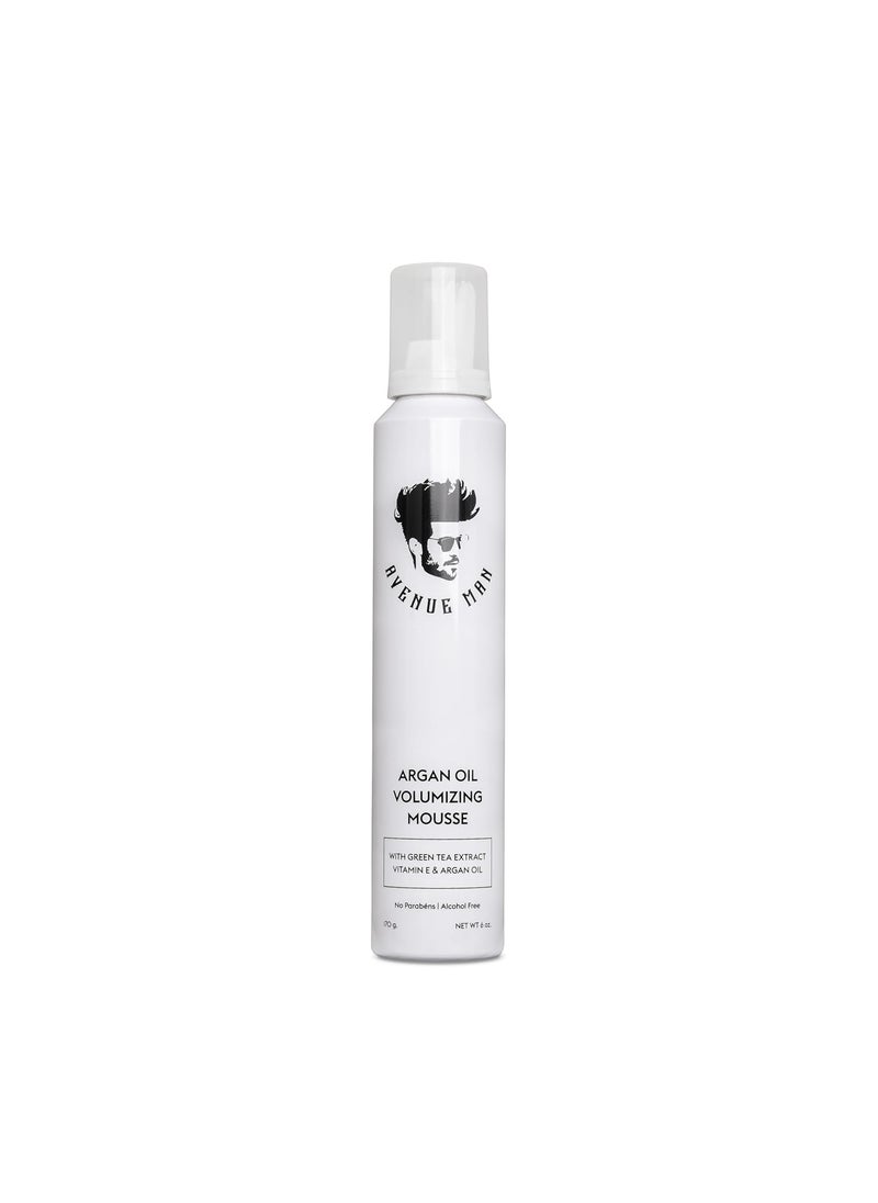 Avenue Man - Avenue Man Argan Oil Mousse - Thickening & Volumizing Mousse for Men - Strong Hold, Frizz Control & Humidity Resistance - Herbal-Infused Mens Hair Mousse - Long-Lasting Hair Mousse for Men (6.0 oz) - Image 1